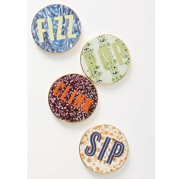 Anthropologie Other - Anthropologie Cocktail Sounds Metallic Coaster Set